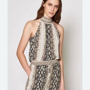 Joie Erola Mock-Neck Snakeskin Print Top – Size Small